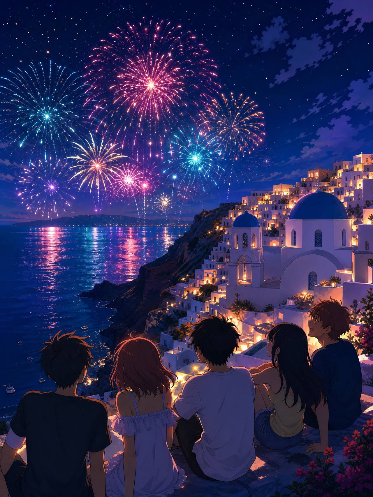 海角视频教程动漫-烟花之夜AI场景动漫演示